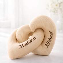 Personalized Engraved Wooden Interlocking Heart, Customized Couple Gift With Name And Date, Wedding Anniversary Keepsake, Rustic Love Decor Gift - H-wooden Heart-shaped Ornament - View 7