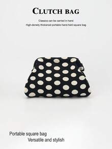 Tas Kosmetik Bingkai Logam Motif Leopard Hitam Putih, Tas Penyimpanan Portabel Kapasitas Besar dari Kain Rajut, Kantong Kosmetik Genggam untuk Perjalanan - MultiWarna - View 15
