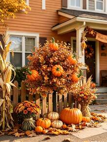 1pc Artificial Plant, Autumn Artificial Plant, Thanksgiving Decor, Suitable For Home Decor, Autumn Decor, Room Decor, Bathroom Decor, Wall Decor, Halloween Decor, Wedding, Bedroom Decor, Office Decor - Pumpkin Garden Stake - View 6