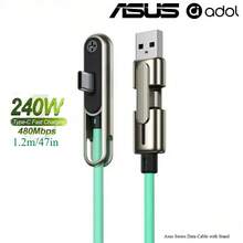 ASUS 240W USB-A To USB-C Fast Charging Cable With Foldable Stand, 2-In-1 Phone Stand And Charging Cable, Compatible With IPhone 17, 16, 15 - Blue - View 8
