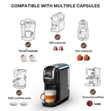 HiBREW 5-In-1 Capsule Coffee Machine Compatible With Various Coffee Capsules And Ground Coffee 7-Level Water Adjustment Hot And Cold Brewing Function 600ml Removable Water Tank 20 Bar Espresso Home Coffee Machine Suitable For Kitchen Parties And Gifting - EU F Type Plug(220-240V) - View 6