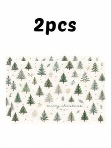 2/4pcs Christmas Linen Placemats, Snowman, Poinsettia, Christmas Ball, Christmas Elf, Gingerbread Man, Christmas Tree Patterns, Suitable For Dining Room, Kitchen, Winter Christmas New Year Family Gathering, Great Holiday Gift Choice - Multicolor - View 12