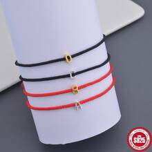 1pc 925 Silver Letter Bracelet, Couple Matching, Birthday Gift, Daily Wear, Handmade - Multicolor - View 4