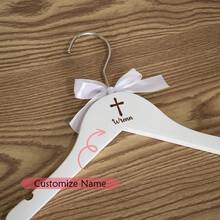 Personalized Custom Name Set Dress, White Cross Hanger, Baptism & First Communion Decor For Boys & Girls, 2026 First Holy Communion Party Favor, Son Daughter Baby Baptism Memorial Gift - White - View 6