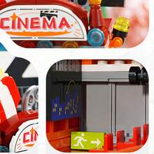 Miniso Carnival Cinema Building Blocks, Simulated Street View Movie Theater Assembly Model, DIY Interlocking Brick Set, Mini Architectural Desktop Ornament, Creative Hobby Gift (1 PC) - Multicolor - View 4