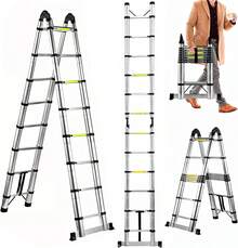 Escalera Telescópica Plegable, Escalera de Tijera Altura Ajustable con Escalones, Aluminio Reforzado y Duradero, Soporta hasta 150KG, Modelo Retráctil de Mayor Estabilidad (5 Metros) - 5 metros - Ver 1