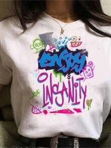 Japanese Style Cat Printed T Shirts For Short SLeesve Tshirt Causal Trendssssssssy Loose Oversized T-Shirt Woman Clothes - 白色 - 查看 1