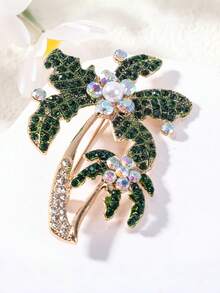 1 pezzo - Spilla stile vacanza oceanica con albero di cocco verde, adatta per uso quotidiano di uomini e donne, decorazione per vacanze, zaino, decorazione per cappello, regalo per le vacanze - Verde - Visualizzare 3