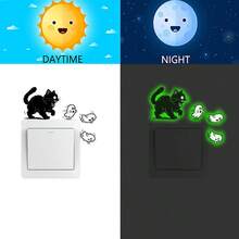 1/3pcs Cartoon Glow-In-The-Dark Halloween Wall Switch Stickers, Pumpkin, Black Cat Ghost Hunting And Scarecrow Crow Patterns, Self-Adhesive Decorative Decals, Suitable For Halloween Switches, Laptops, Home Decor - Multicolor - View 9