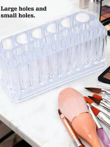 26-Slot Nail Brush Storage Rack, Desktop Eyeliner & Makeup Brush Organizer, Acrylic Makeup Brush Holder, Nail Tool Accessory Display Stand - Multicolor - View 3