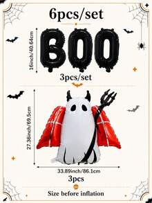 2/6pcs Halloween Theme Balloon Set, Includes Black BOO And Demon Ghost Balloons, Suitable For Halloween, BOO Party, Trick Or Treat, Birthday, Ghost Party, Horror Thriller Theme Decoration - Multicolor - View 3