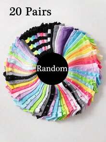 20 Pairs Kids Ankle Socks, Colorful Striped Pattern, Soft Casual Daily Sports Socks, Suitable For 1-16 Years Old Boys And Girls - Multicolor - View 9