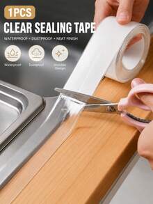 1 Roll Transparent Waterproof Sealing Tape, Transparent Self-Adhesive Sealing Strip, Suitable For Kitchen Sink, Countertop, Stove, Toilet Base And Bathroom Edge Gap Sealing, Cuttable Peel-And-Stick Home Repair Tape - Multicolor - View 3