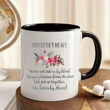 1pc 11oz Ceramic Coffee Mug Sisters By Heart, Suitable For Summer And Winter Drinks, Home Kitchenware, Birthday Gift - View 8