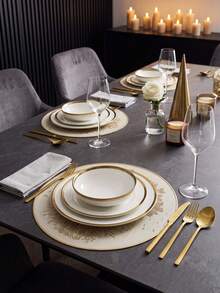 Tkvega • Home 12pcs Gold Tree Placemats, PVC Material 3D Embossed Texture, Round Luxury Style Heat-Resistant Mats, Beautiful Vase Mats 38cm, Washable, Easy To Clean, Wipeable, Non-Slip, Heat-Resistant, Suitable For Room Decoration, Home Dining Table Decoration, Home Decor, Perfect For Holidays, Parties, Birthdays, Weddings And Dinner Parties - Multicolor - View 7