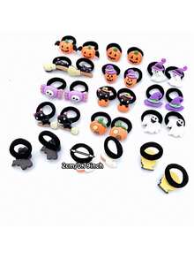 10/8pcs (No Cardboard) Cute Hair Ties For Teens, Fun Pumpkin, Ghost, Bat Cat Design, Halloween Girls Gift, Suitable For Back To School Season - Multicolor - View 3