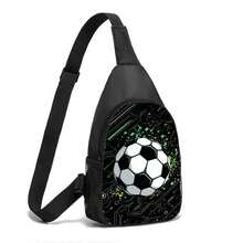 Crossbody Bag, Football Style, Front Pocket Sports Bag, Colorful Holiday Football Print - Casual Style Shoulder Bag, Polyester Material - 彩色 - 查看 7