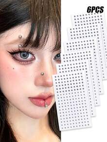 1/2/4/6/10 Sets Waterproof Faux Piercing Jewelry, 180pcs Total, Including Self-Adhesive Lip Rings, Eyebrow Rings, Nose Rings And Belly Button Jewelry, Back To School, Face Rhinestone Sticker Set - 彩色 - 查看 16