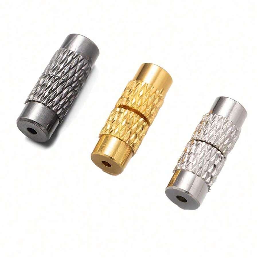 20pcs Brass Cylindrical Threaded Clasps, Barrel-Shaped Jewelry End Caps, Threaded Connectors, Copper Findings For Necklace, Bracelet And Other Jewelry Making