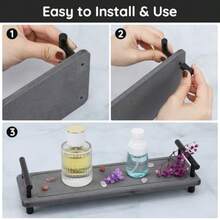 12x4in Stone Drying Tray For Bathroom Counter, Fast Drying Kitchen Sink Organizer Tray With Handle, Water Absorbent Diatomite Coasters Vanity Tray Soap Dispenser Organizer Rack Sponge Holder - Gray Set - View 4