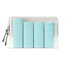 Set de 6 piezas para viaje, incluye botellas de champú, gel de ducha, loción corporal, crema facial, contenedores cosméticos vacíos, set de almacenamiento portátil - Multicolor - Ver 18