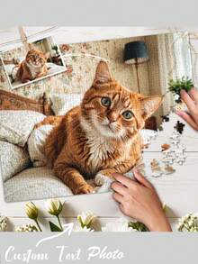 Anpassat pussel med katt- och hundfoto, personligt pussel med valp, minnesgåva för husdjur, kattmamma-gåva, hundmamma-gåva, kattpappa-gåva, hundpappa-gåva - Multifärgad - Visa 1