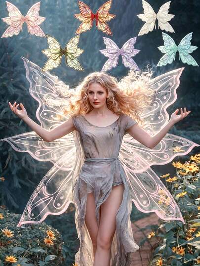 1pc Gold Foil Butterfly Fairy Wings, Suitable For Various Holiday Bar Party Cosplay Props