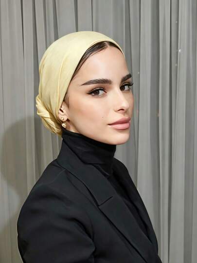 1pc Women's Easy Hijab Instant Classic Basic Solid Color Headscarf, 3 Different Wearing Styles, Multi-Purpose Practical Elastic Hijab, Modal Cotton Fabric, Comfortable Soft Skin-Friendly, Suitable For Daily Wear, Sports, Yoga