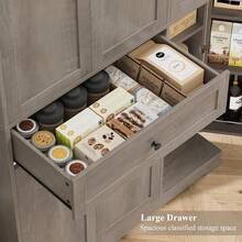 Kitchen Pantry Storage Cabinet Countertop Display Organizer Holder Storage Rack Frame With Doors Shelves Drawer Freestanding Food Storage Cupboard For Dining Living Room Ash Gray - Black - View 7