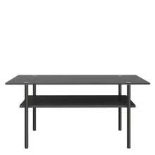 Modern Coffee Table With Black Glass Top, Living Room Table With MDF Shelf And Metal Frame, Rectangular Sofa Table With 2-Tier Storage, Black-H45/W98/D58 Cm - 黑色 - 查看 7