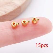 15pcs Brass Crimp Bead For Jewelry Making Stopper Spacer Beads Ball Column Stopper Crimp Charms For Bracelet Necklace Ends Accessories - Multicolor - View 19
