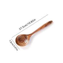 10pcs Wooden Kitchen Utensils Kit,Smooth Finish Teak Wooden Kitchen Utensils Set,Non-Stick, Lightweight Kitchen Supplies Baking Accessories For Cooking - Maroon - View 16