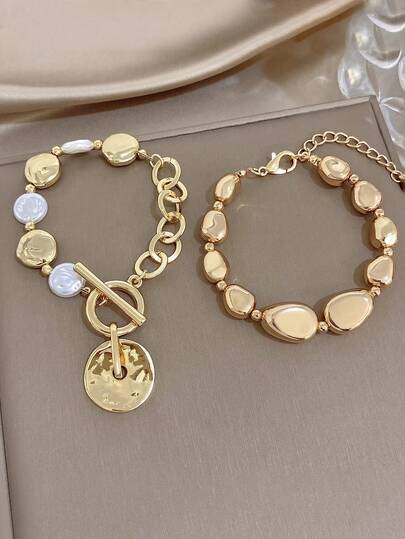 Pulsera de oro chapada en 18k con piedra asimétrica, pulsera para mujer, joyería de diseñador, pulsera encantadora, joyería de lujo de alta calidad, pulsera de lujo, conjunto de joyería, joyería pesada, joyería chapada en oro, adecuada para uso diario, citas, fiestas, temporada de vacaciones, temporada de regreso a la escuela, joyería de verano, joyería de playa, joyería bohemia, accesorios de playa para mujer, regalo de cumpleaños, regalo para novia, regalo para madre