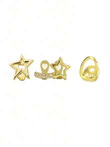 1 Set Personalized Cute Hollow Star Bar Zirconia Y2K Tooth Jewelry Set Combination Party Gathering Accessory Holiday Gift Niche Accessory - Multicolor - View 6