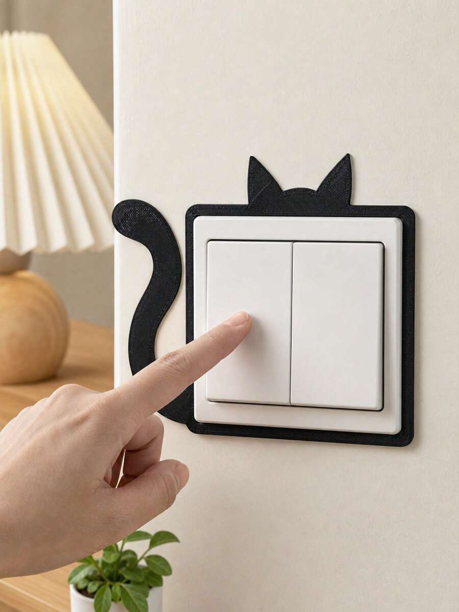 3D Printed Cat Early Shift Switch Frame Cover, Outlet Concealment Protection Frame, Switch Decoration, Modern Minimalist Home Decor, Suitable For Bathroom, Toilet, Outdoor