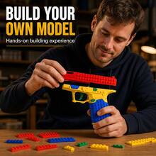 Juego de Lanzador de Bloques de Construcción DIY, Adecuado para Adolescentes 14+ y Adultos, Kit de Modelo de Ensamblaje con Mecanismo de Disparo Funcional, Incluye 40 Proyectiles de Plástico, Cargador, Mini Figuras, Soporte de Exhibición, Regalo Creativo - Multicolor - Ver 3