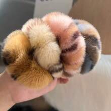 Korean Minimalist Genuine Rabbit Fur Scrunchie Cute Ponytail Hair Tie Internet Celebrity French Vintage Hair Accessory Autumn/Winter - Multicolor - View 4