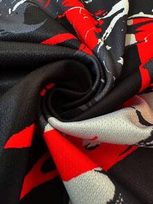 New Japanese Style Autumn Men's Soccer Jersey, Soft Sports Top, Black Dragon Pattern Ink Painting Print - Black - View 4