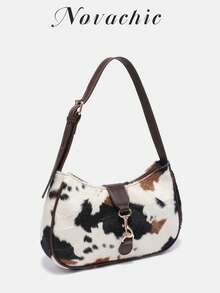 Novachic,1pc Retro Minimalist Hook Decor Adjustable Shoulder Strap Crescent Shape Bag, Suitable For Date, Outing, Party - Coffee - View 2