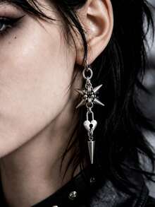 1 Pasang Anting-Anting Huggie Hoop Gaya Punk Gothic Hip Hop Bentuk Hati dengan Duri Besar, Perhiasan Pesta dan Pemakaian Sehari-hari Unisex - MultiWarna - View 8