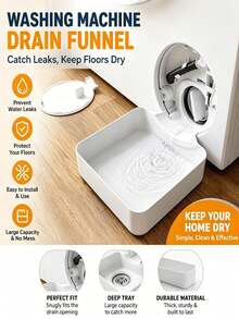 3/2pcs Washing Machine Drainage Auxiliary Tool Set, Includes Waste Water Tray, Universal Drainage Funnel And Filter Cover Opening Tool, Suitable For Washing Machine Maintenance And Drainage Pump Filter Cover Opening - White - View 2