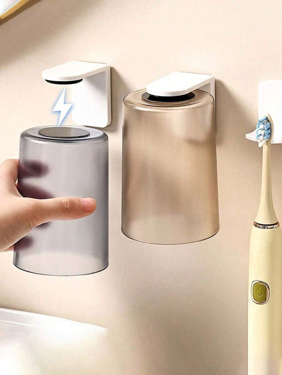 2 Buah Tempat Sikat Gigi Magnetik, Wadah Sikat Gigi Minimalis Transparan, Wadah Kamar Mandi Rumah, Rak Penyimpanan Tempat Sikat Gigi yang Dipasang di Dinding, Wadah Sikat Gigi Gantung Magnetik Pemasangan Cepat - Rak Penyimpanan Kamar Mandi Transparan Tahan Air, Cocok untuk Penyimpanan yang Dipasang di Dinding, Dekorasi Rumah Modern, Perlengkapan Meja, Solusi Ruang Kecil, Aksesori Kamar Mandi untuk Perjalanan | Rak Penyimpanan Perlengkapan Mandi Hemat Ruang, Cocok untuk Area Wastafel, Bak Cuci, Kamar Mandi Asrama dan RV
