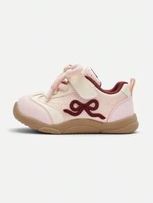 Balabala Girls First Walker Shoes Soft Sole Breathable Bow Detail Baby Walking Shoes Comfortable Autumn Wear - White Red - View 2