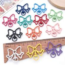 6pcs Multicolor Hollow Bow Lobster Clasps Bow Shaped Swivel Spring Snap Hooks For DIY Keychains Bag Charms Pendant Connectors Jewelry Making Findings - Multicolor - View 6