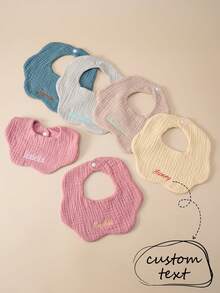 1 buah Celemek Bayi Bordir Nama Kustomisasi Personal, Kain Lap Bayi Lembut, Warna Polos, Dapat Digunakan Kembali, Handuk Air Liur Bayi, Aksesoris Bayi - MultiWarna - View 1