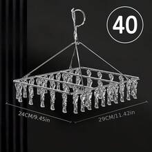 1pc Multifunctional Stainless Steel Sock Rack, Space-Saving Dryer Drying Rack, Solid 20/40 Clips Clothes Hanger, Windproof Design, Multi-Clip Clothes Hanger, Suitable For Drying Socks, Underwear, Small Garments, Diapers And Hanging Small Laundry, Perfect For Halloween And Christmas - Multicolor - View 11