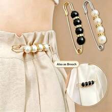 2pcs/Set Waist Size Reducer With Faux Pearl Decor, Anti-Exposure Waist Fixing Buckle, Elegant Fashion Brooch - Multicolor - View 1