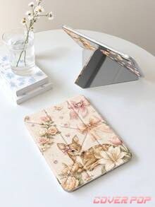 Floral Deer Pattern Compatible With IPad 10th Generation, 10.2/Mini6/Mini7/9.7 Inch, Galaxy Tab A9 Plus Tablet Protective Case, 3+ Years Anti-Bending, Built-In Pen Slot, Suitable For Kindle (11th Gen) 2022 Edition, Reinforced Silicone Corners, Auto Wake/Sleep Function, Perfect Daily Protection, Valentine's Day Christmas Spring Romantic Gift, Fashionable Minimalist Pattern - Multicolor - View 3