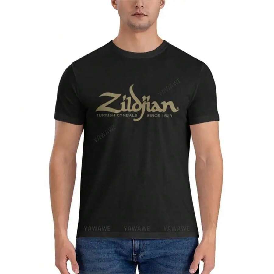 Zildjian Classic Premium T-Shirt Herren, einfarbig weiß, Marken-T-Shirt, Sommer-Top, T-Shirts - Schwarz - Übersicht 1