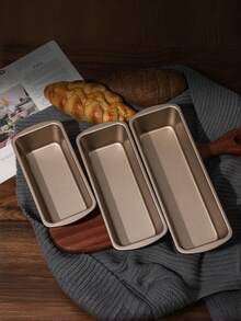 1/3pcs Non-Stick Bread/Baking Pan, Large, Medium And Small Sizes Available, Suitable For Toast Bread, Pound Cake And Rectangular Baking, Easy Release Easy Clean Oven Cookware, High-Quality Non-Stick Coating, Kitchen Baking Accessories - Multicolor - View 6